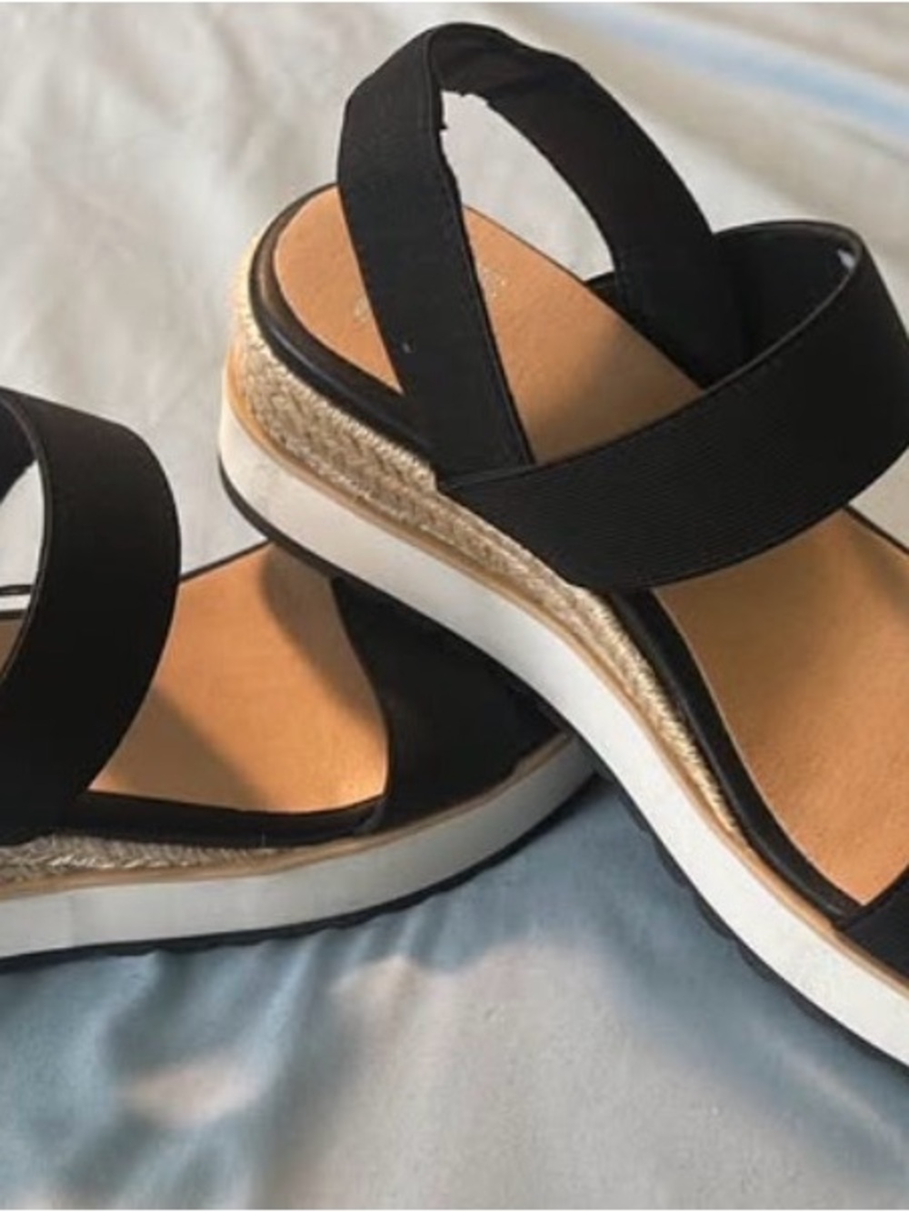 Women’s Black Elastic Strap Platform Sandals